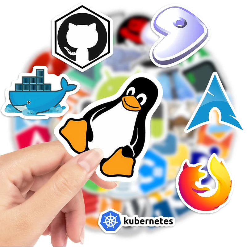 Adesivos de desenvolvimento, programação JS Docker, aplicativo HTML, Geek Hacker, faça você mesmo, decalque decorativo para laptop, telefone, mala, à prova d'água