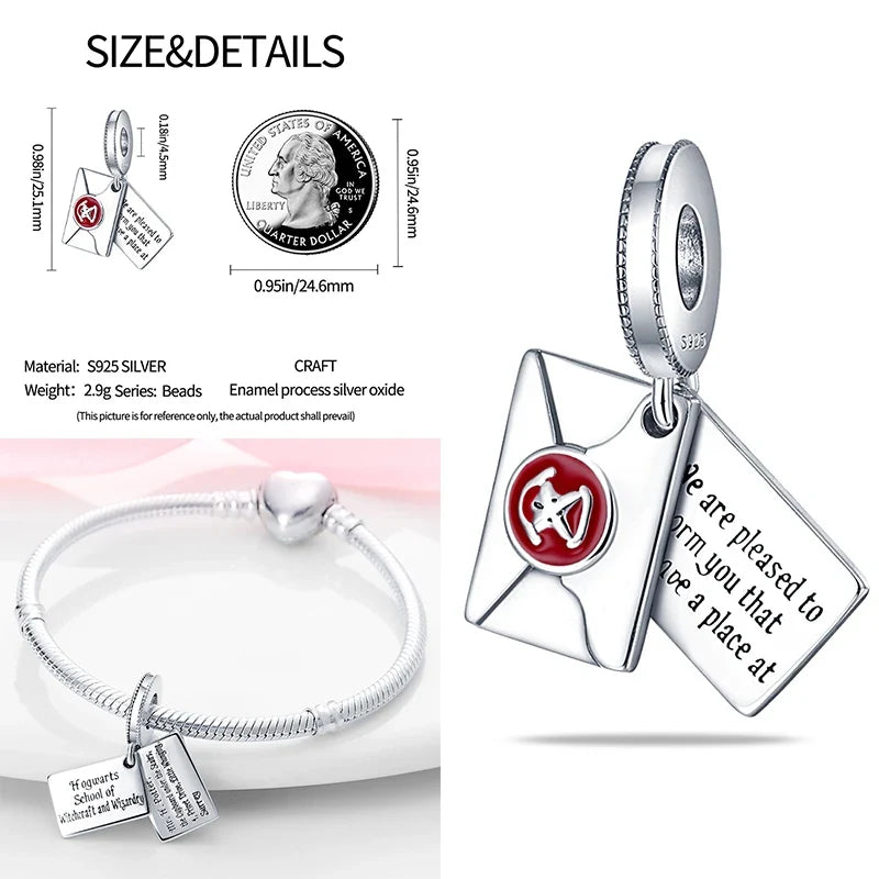 Contas de berloques MINISO 925 prata esterlina para pulseiras originais Harry Potter 925 de 3 mm pingente feminino joias faça você mesmo presentes