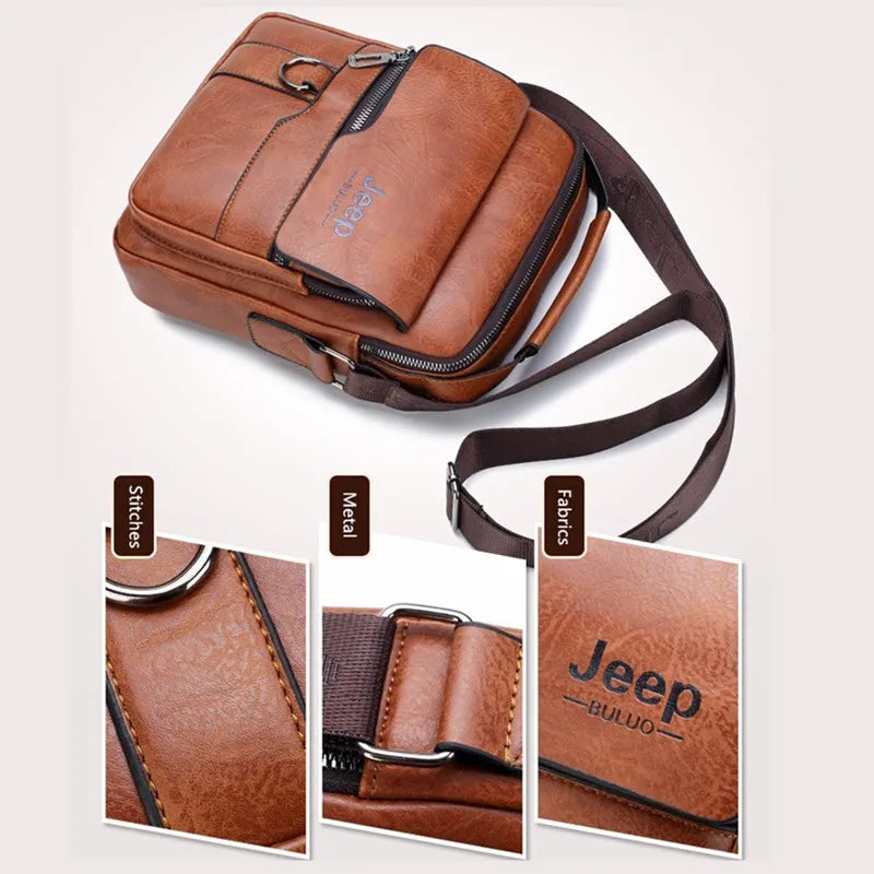 JEEP BULUO - Bolsas de mensageiro crossbody Bolsa de ombro casual de negócios Nova de couro de alta qualidade para homens Moda casual de negócios