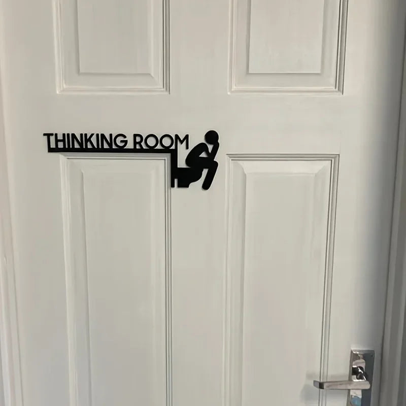 Placa de porta de banheiro de metal moderna de 1 peça - Escultura de parede elegante para sala de estar - Arte de decoração para casa