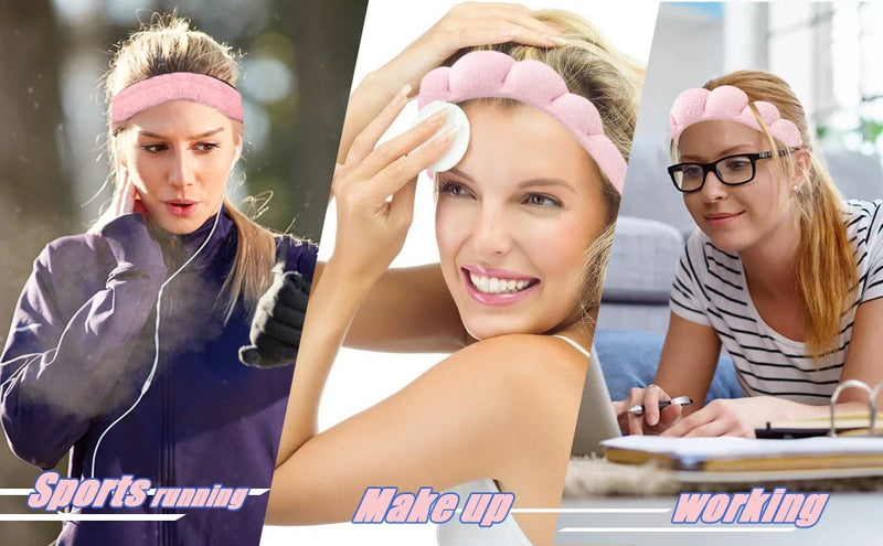 peças de pulseiras de microfibra da moda, scrunchies, faixa de cabeça fofa, faixa de cabeça de bolha para spa, lavagem do rosto, maquiagem, banho, cuidados com a pele