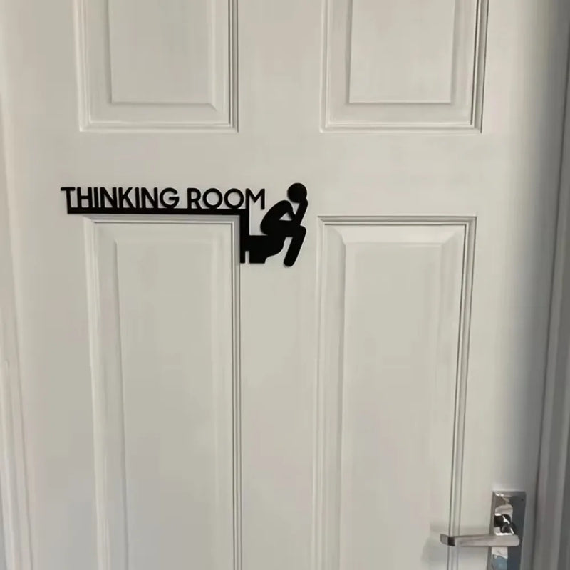 Placa de porta de banheiro de metal moderna de 1 peça - Escultura de parede elegante para sala de estar - Arte de decoração para casa