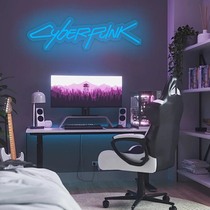 Placa de neon do jogo Cyberpunk Edge Runner para decoração de zona de jogos, luzes LED para sala de jogos, bar de internet ou decoração de quarto