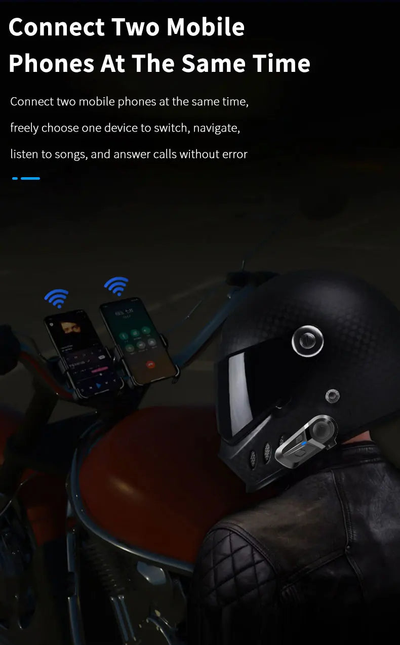 Fone de ouvido para capacete de motocicleta Bluetooth 5.3 à prova d'água
