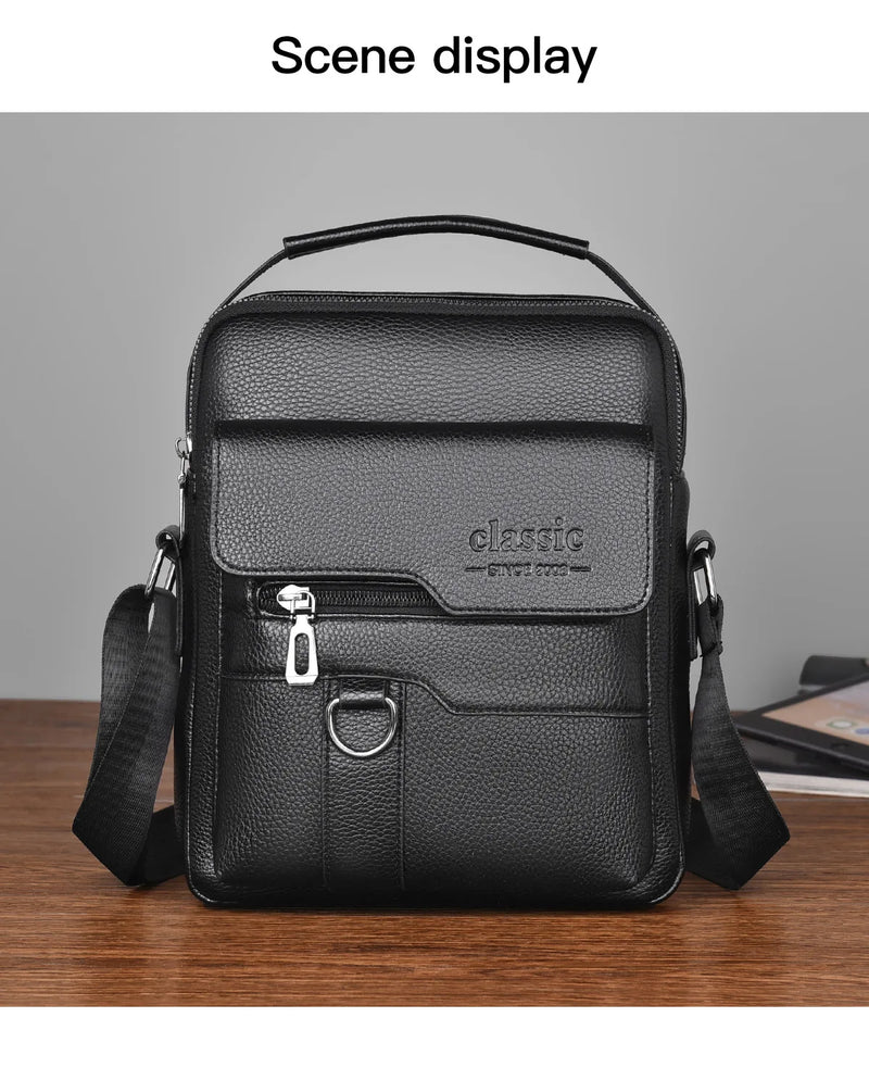 Bolsa transversal masculina de couro sintético, bolsa de ombro grande para viagem, bolsa de telefone para homens, pequena bolsa mensageiro