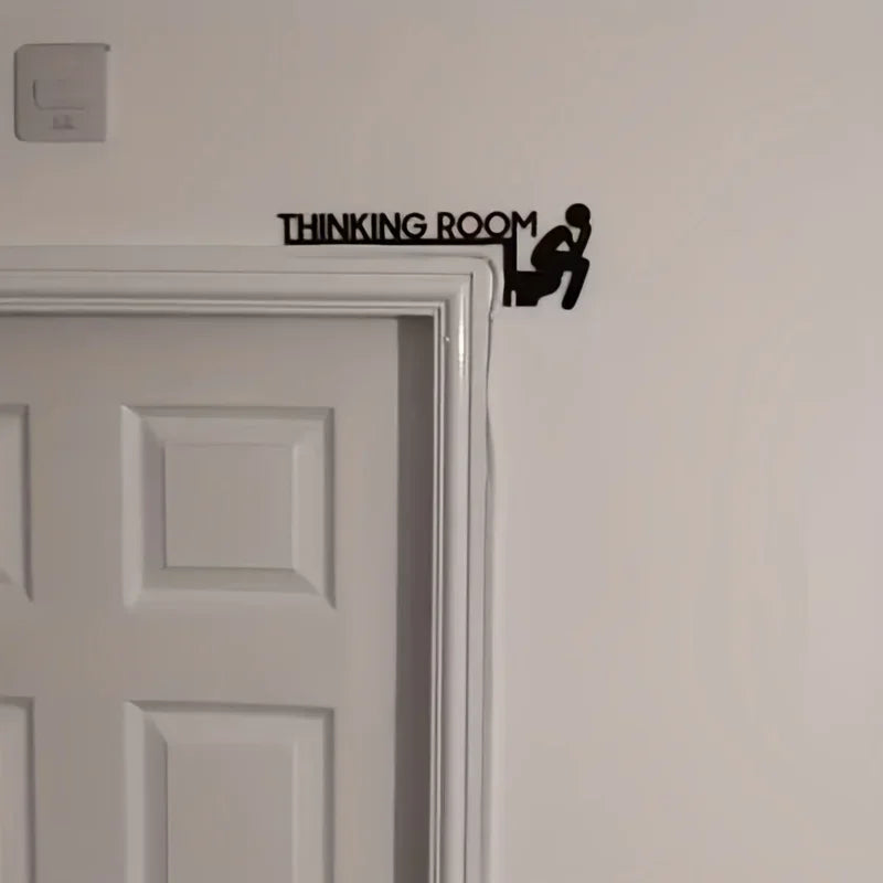 Placa de porta de banheiro de metal moderna de 1 peça - Escultura de parede elegante para sala de estar - Arte de decoração para casa