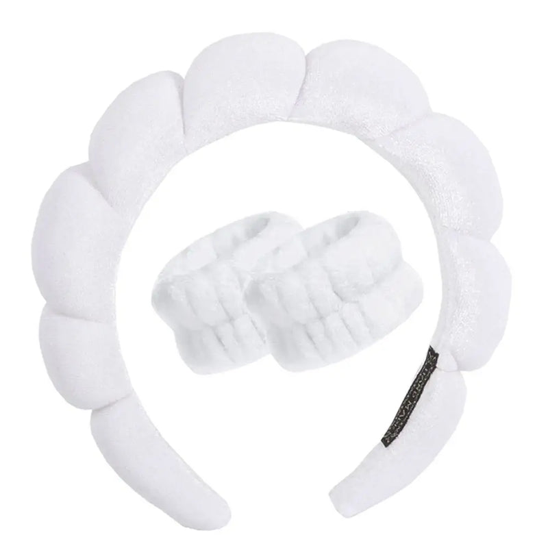 peças de pulseiras de microfibra da moda, scrunchies, faixa de cabeça fofa, faixa de cabeça de bolha para spa, lavagem do rosto, maquiagem, banho, cuidados com a pele
