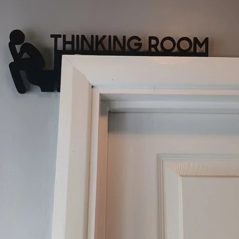 Placa de porta de banheiro de metal moderna de 1 peça - Escultura de parede elegante para sala de estar - Arte de decoração para casa