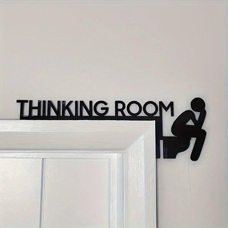 Placa de porta de banheiro de metal moderna de 1 peça - Escultura de parede elegante para sala de estar - Arte de decoração para casa