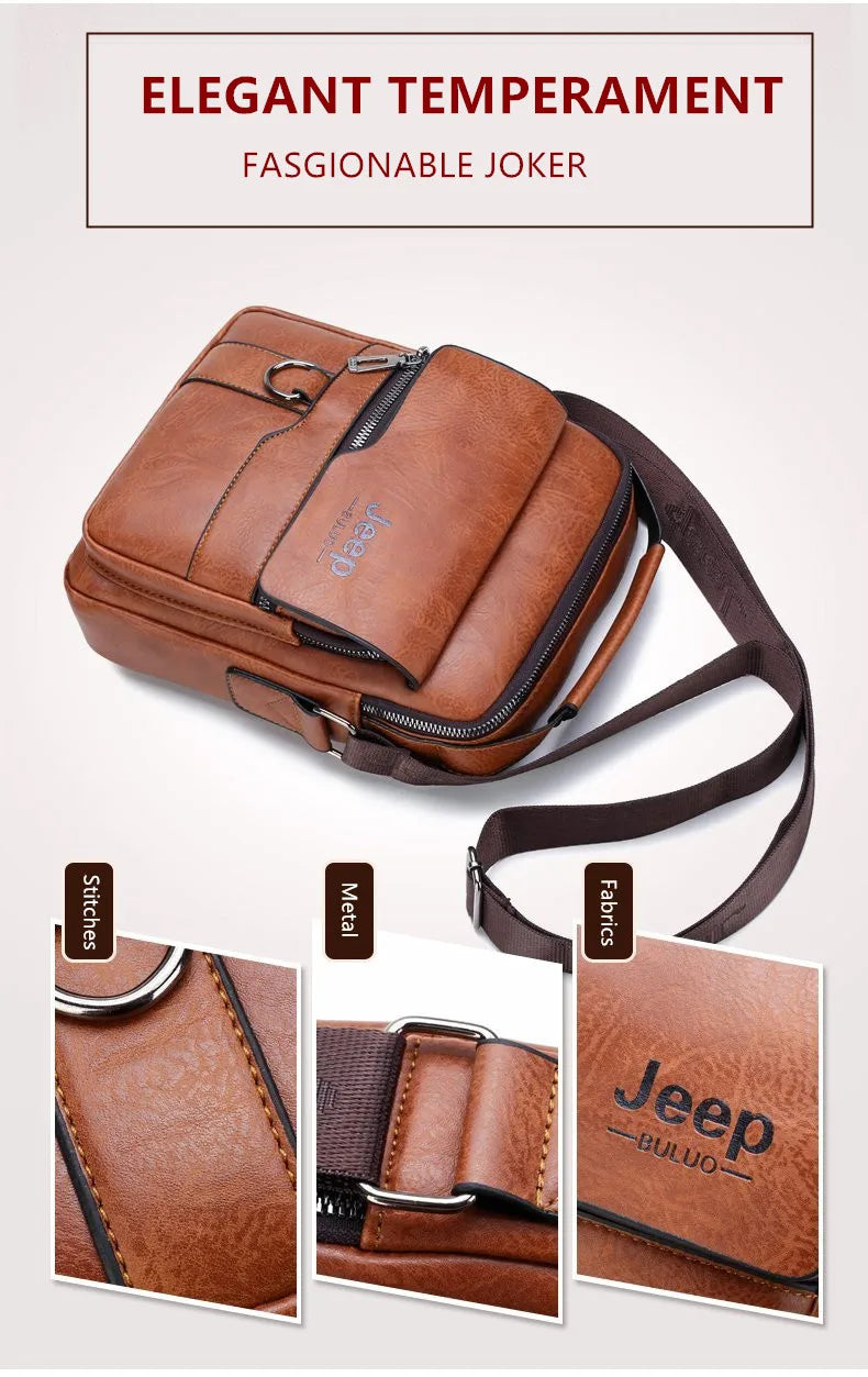 JEEP BULUO - Bolsas de mensageiro crossbody Bolsa de ombro casual de negócios Nova de couro de alta qualidade para homens Moda casual de negócios