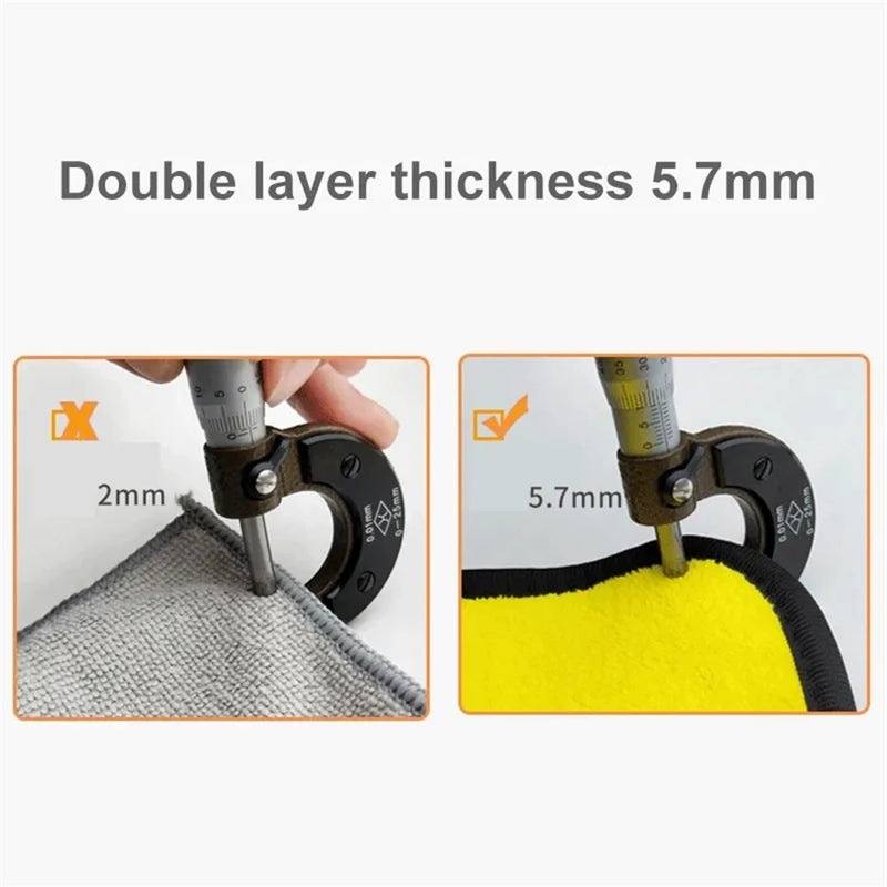 Toalha de limpeza de microfibra 1/2/6 peças, pano grosso e macio para secagem de automóveis
