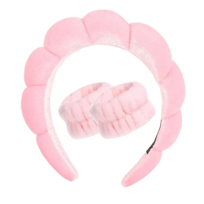 peças de pulseiras de microfibra da moda, scrunchies, faixa de cabeça fofa, faixa de cabeça de bolha para spa, lavagem do rosto, maquiagem, banho, cuidados com a pele