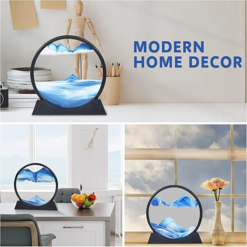 Ampulheta 3D Areia Movendo Areia Movendo Arte Imagem Redonda Vidro Profundo Mar Areia Paisagem