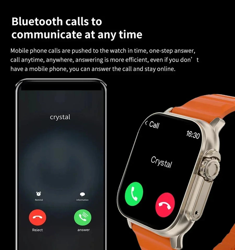 Relógio inteligente LAXASFIT T900Ultra Bluetooth Talk Smartwatch Alerta de mensagem Monitor de frequência cardíaca Relógio esportivo para Android IOS Homens Mulheres