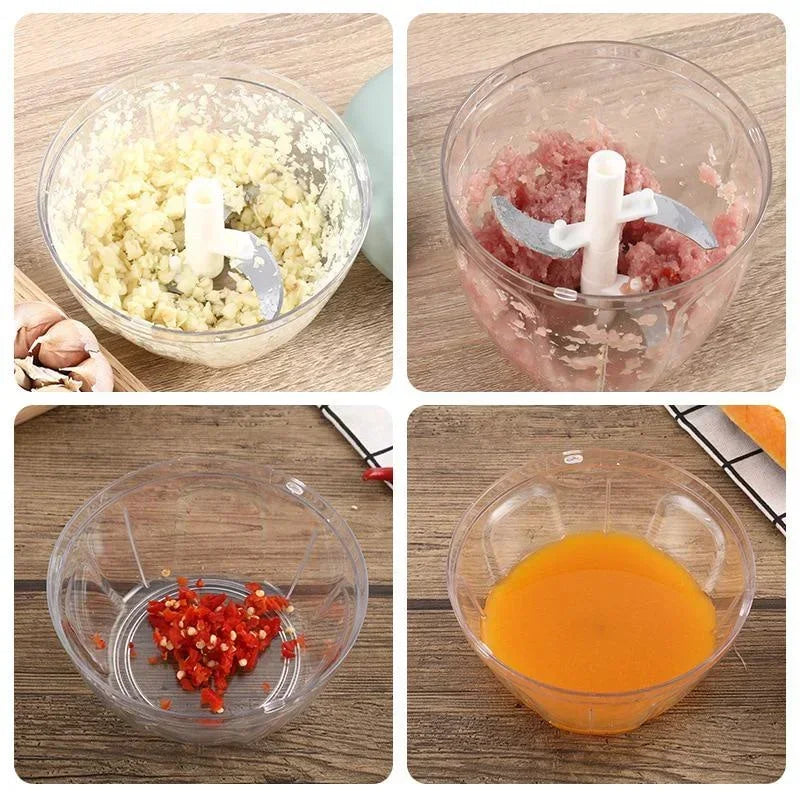 Moedor de carne manua, picador de alho, prensa manual, triturador de vegetais, cortador de pimenta e cebola, utensílios de cozinha.