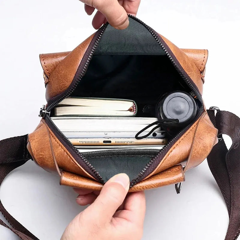 Bolsa transversal masculina vintage de couro, nova bolsa de ombro para homens, marrom, preta, bolsa mensageiro para negócios, com aba