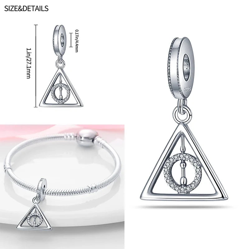 Contas de berloques MINISO 925 prata esterlina para pulseiras originais Harry Potter 925 de 3 mm pingente feminino joias faça você mesmo presentes