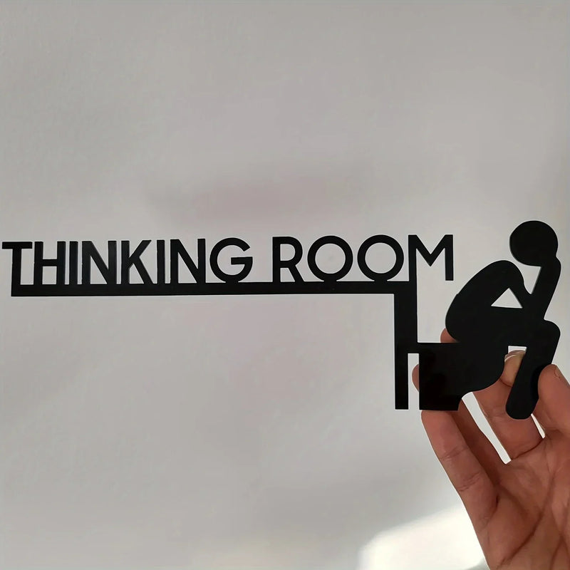 Placa de porta de banheiro de metal moderna de 1 peça - Escultura de parede elegante para sala de estar - Arte de decoração para casa