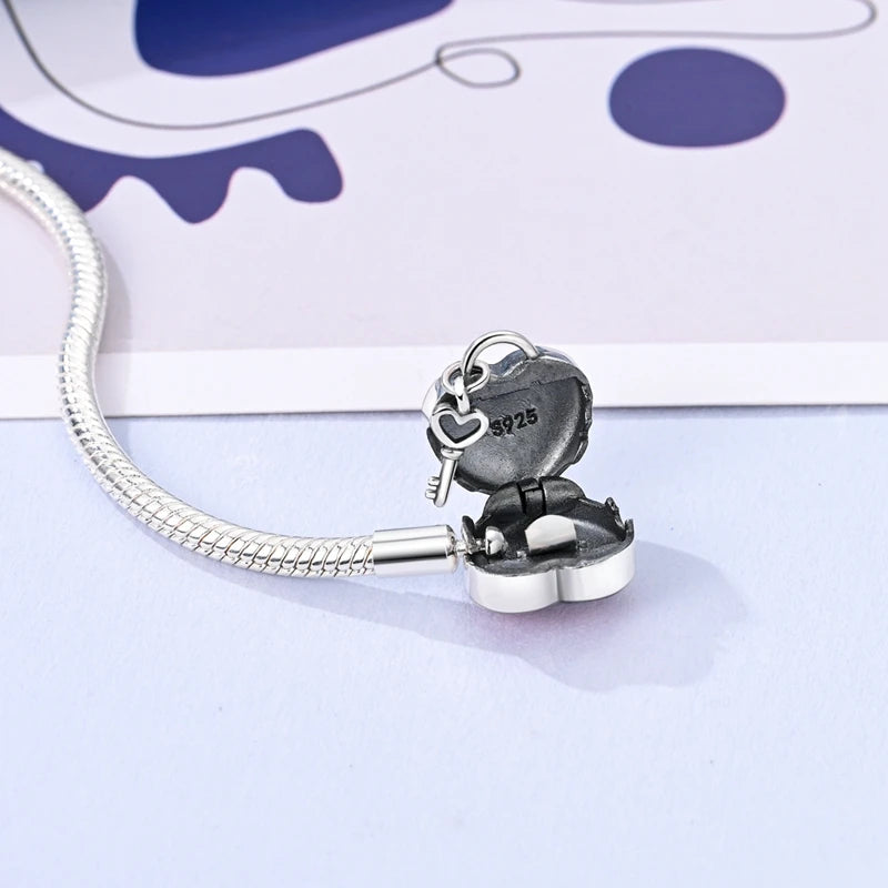 Novidades em prata esterlina 925, corrente de cobra, pulseiras com fecho de zircônia em formato de coração, berloques para panela, joias da moda, faça você mesmo, fabricação de presentes