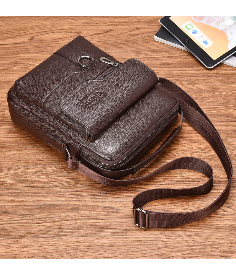 Bolsa transversal masculina de couro sintético, bolsa de ombro grande para viagem, bolsa de telefone para homens, pequena bolsa mensageiro