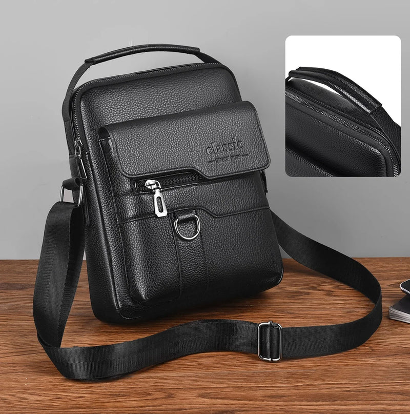 Bolsa transversal masculina de couro sintético, bolsa de ombro grande para viagem, bolsa de telefone para homens, pequena bolsa mensageiro