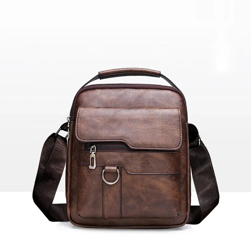 Bolsa transversal masculina vintage de couro, nova bolsa de ombro para homens, marrom, preta, bolsa mensageiro para negócios, com aba