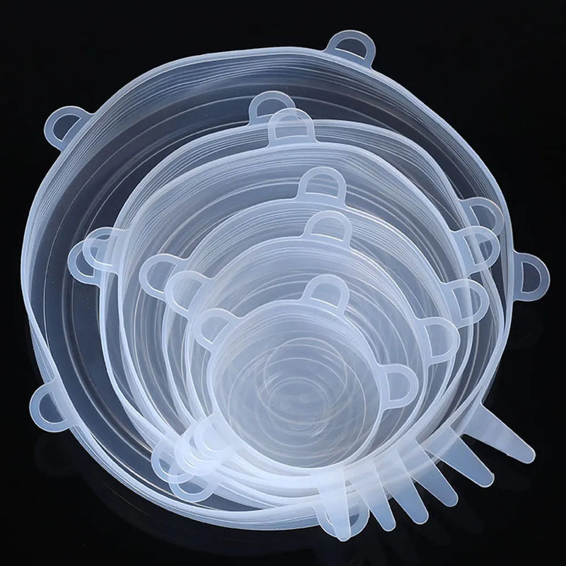 Tampas elásticas de silicone reutilizáveis, redondas e quadradas universais, para embrulhar alimentos, tigelas, panelas, utensílios de cozinha