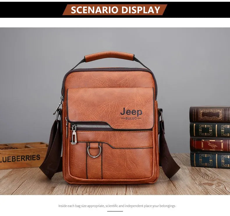 JEEP BULUO - Bolsas de mensageiro crossbody Bolsa de ombro casual de negócios Nova de couro de alta qualidade para homens Moda casual de negócios