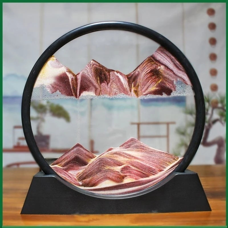 Ampulheta 3D Areia Movendo Areia Movendo Arte Imagem Redonda Vidro Profundo Mar Areia Paisagem