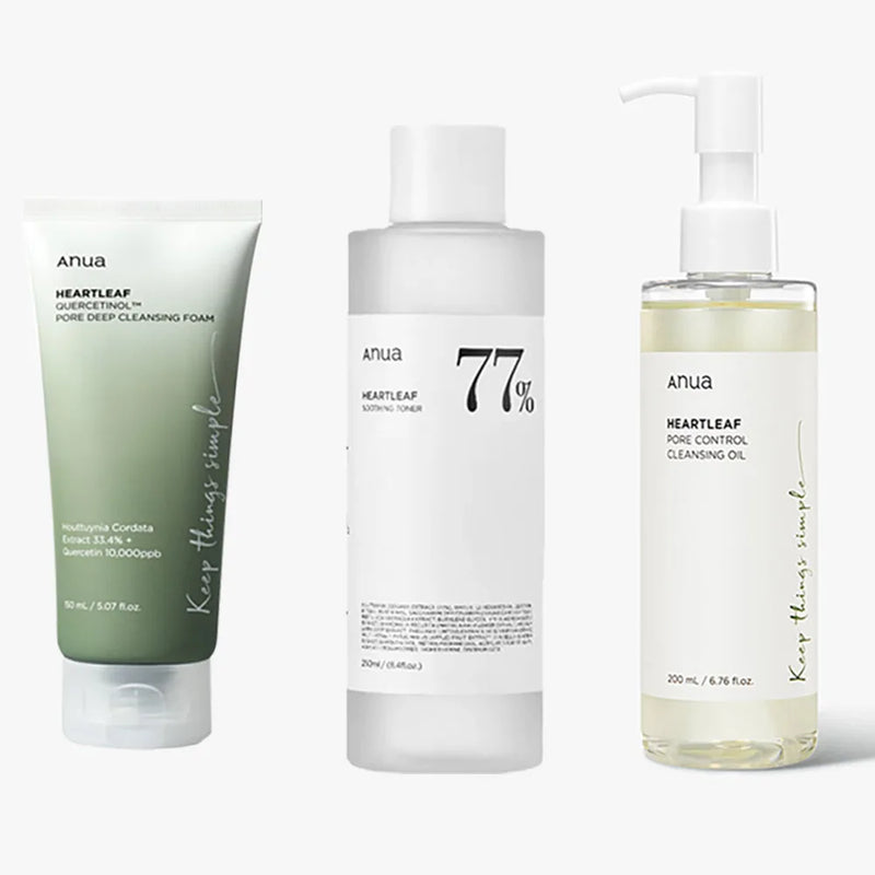 Anua Skincare HeartLeaf 77 Toner Hidratante Óleo de Limpeza de Poros Esfoliante Controle de Oleosidade Quercetina Sabonete Facial Limpeza Profunda