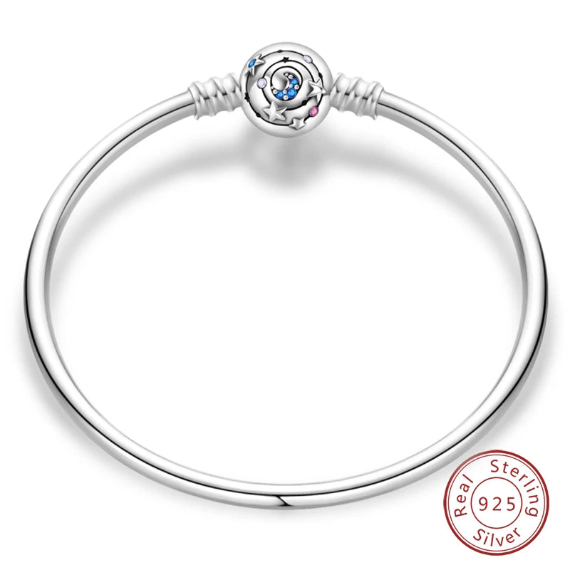 Novidades em prata esterlina 925, corrente de cobra, pulseiras com fecho de zircônia em formato de coração, berloques para panela, joias da moda, faça você mesmo, fabricação de presentes