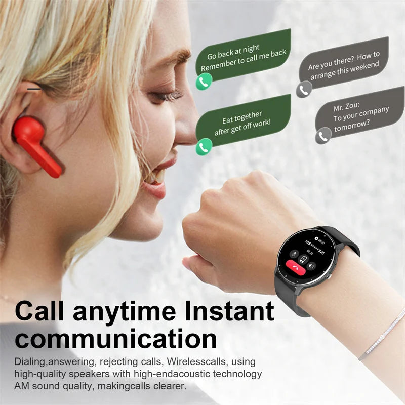 Relógio inteligente LIGE feminino e masculino com tela sensível ao toque, Bluetooth 5.2, à prova d'água, rastreador esportivo e fitness, IP67 de fábrica, ZL02, novo