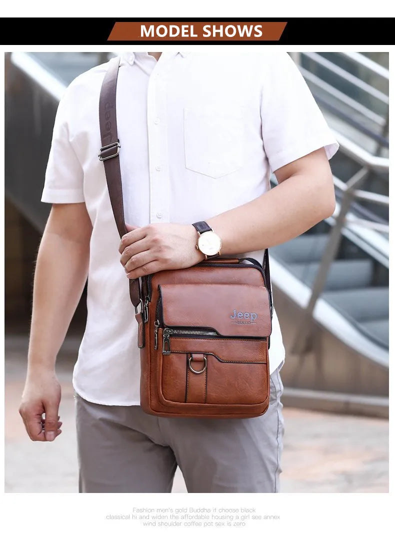 JEEP BULUO - Bolsas de mensageiro crossbody Bolsa de ombro casual de negócios Nova de couro de alta qualidade para homens Moda casual de negócios
