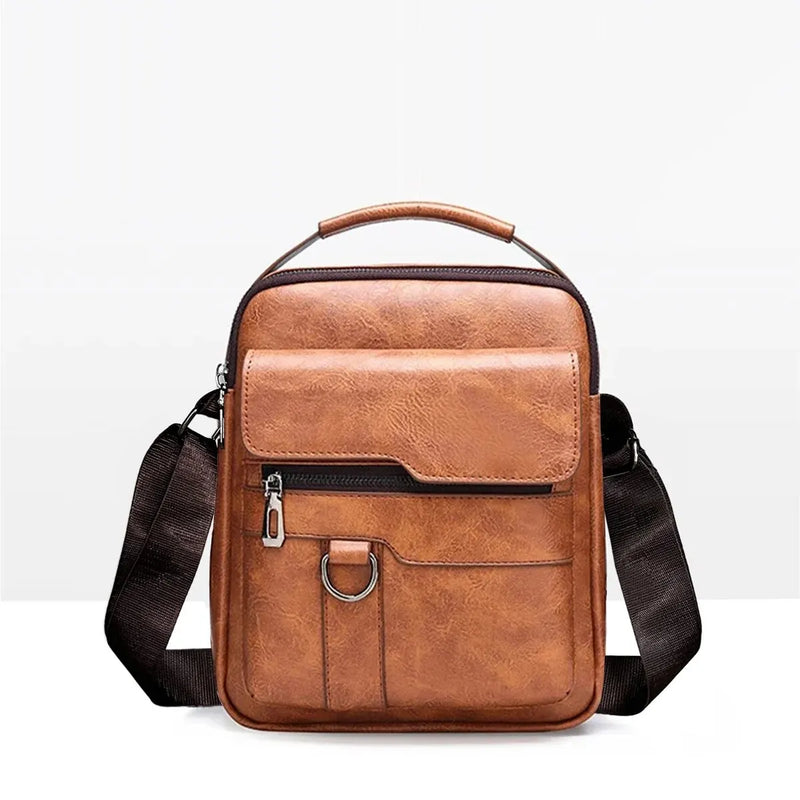 Bolsa transversal masculina vintage de couro, nova bolsa de ombro para homens, marrom, preta, bolsa mensageiro para negócios, com aba