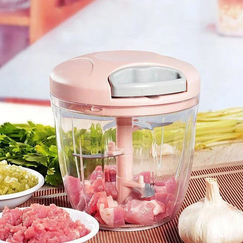 Moedor de carne manua, picador de alho, prensa manual, triturador de vegetais, cortador de pimenta e cebola, utensílios de cozinha.