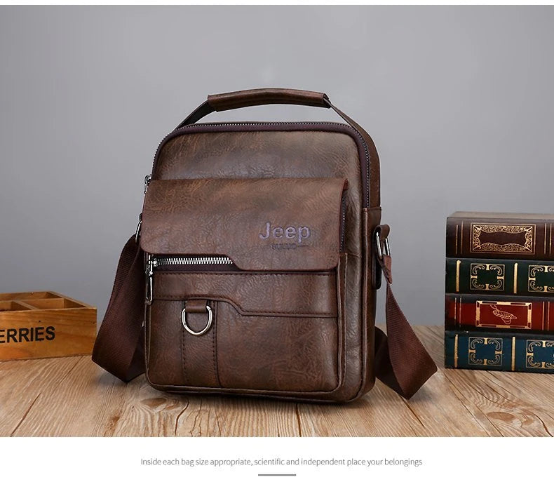 JEEP BULUO - Bolsas de mensageiro crossbody Bolsa de ombro casual de negócios Nova de couro de alta qualidade para homens Moda casual de negócios