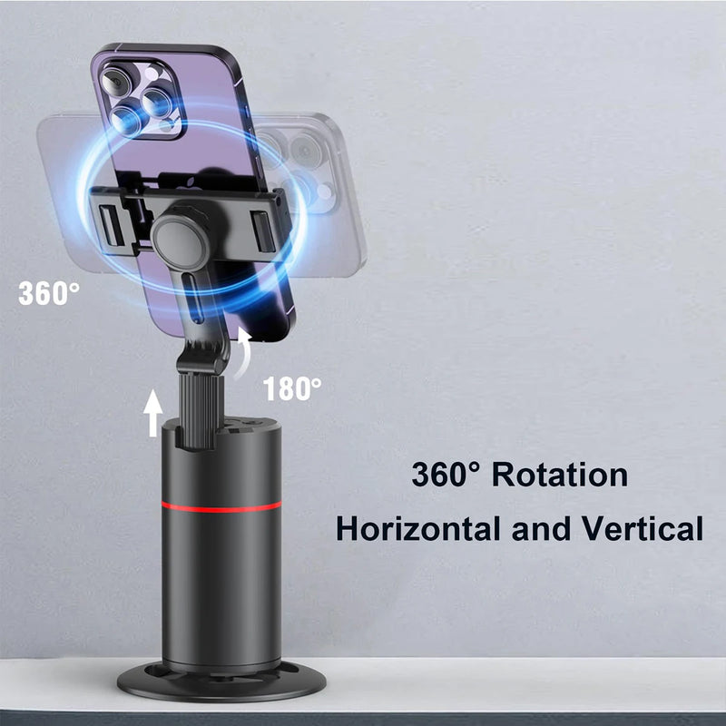 Suporte de telefone com rotação de 360° e rastreamento facial automático, dobrável com controle remoto e operação por gestos para transmissão ao vivo em smartphone