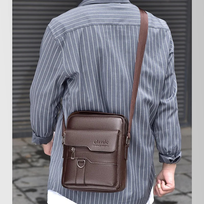 Bolsa transversal masculina de couro sintético, bolsa de ombro grande para viagem, bolsa de telefone para homens, pequena bolsa mensageiro