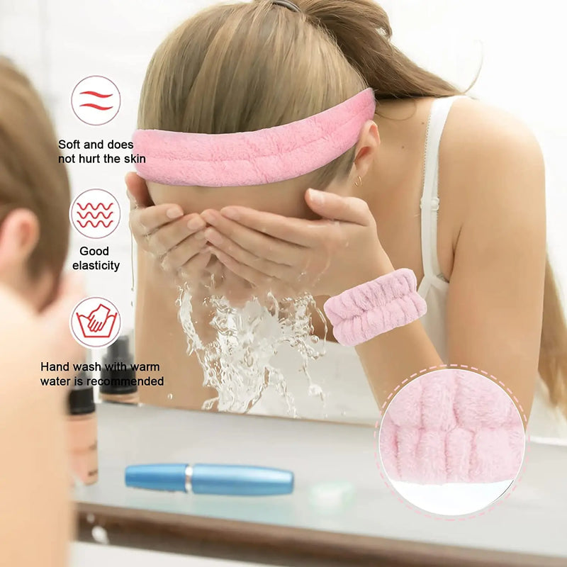 peças de pulseiras de microfibra da moda, scrunchies, faixa de cabeça fofa, faixa de cabeça de bolha para spa, lavagem do rosto, maquiagem, banho, cuidados com a pele