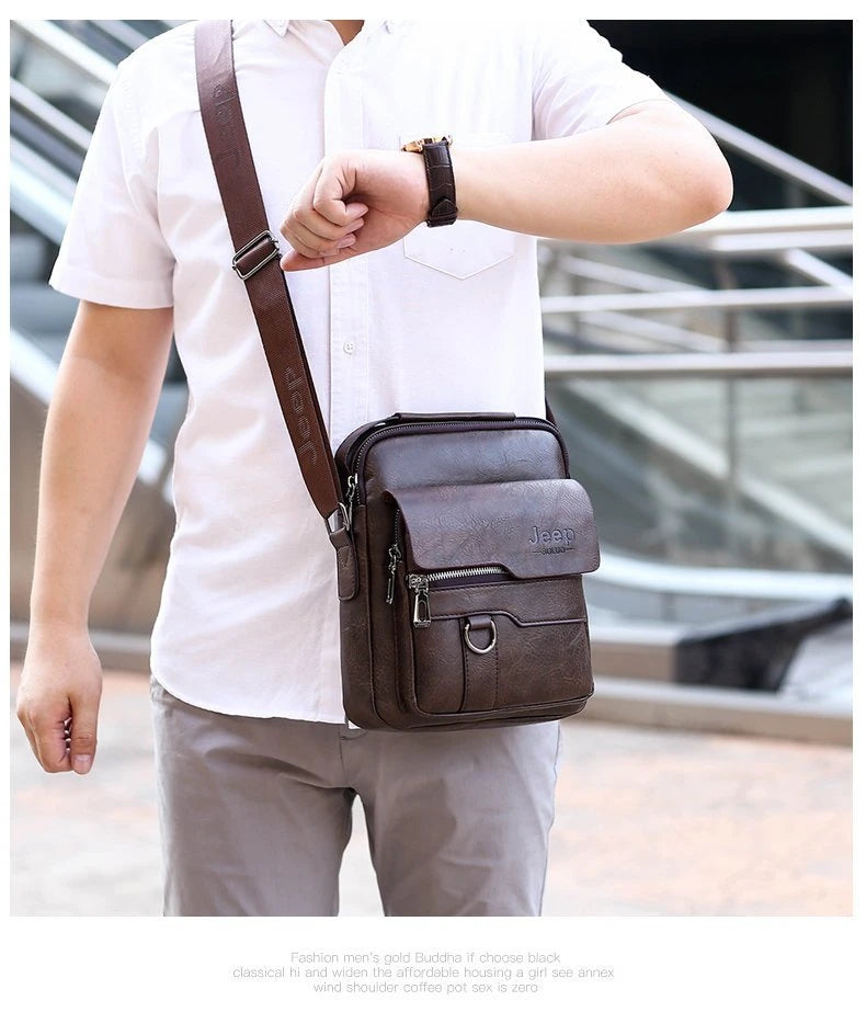 JEEP BULUO - Bolsas de mensageiro crossbody Bolsa de ombro casual de negócios Nova de couro de alta qualidade para homens Moda casual de negócios