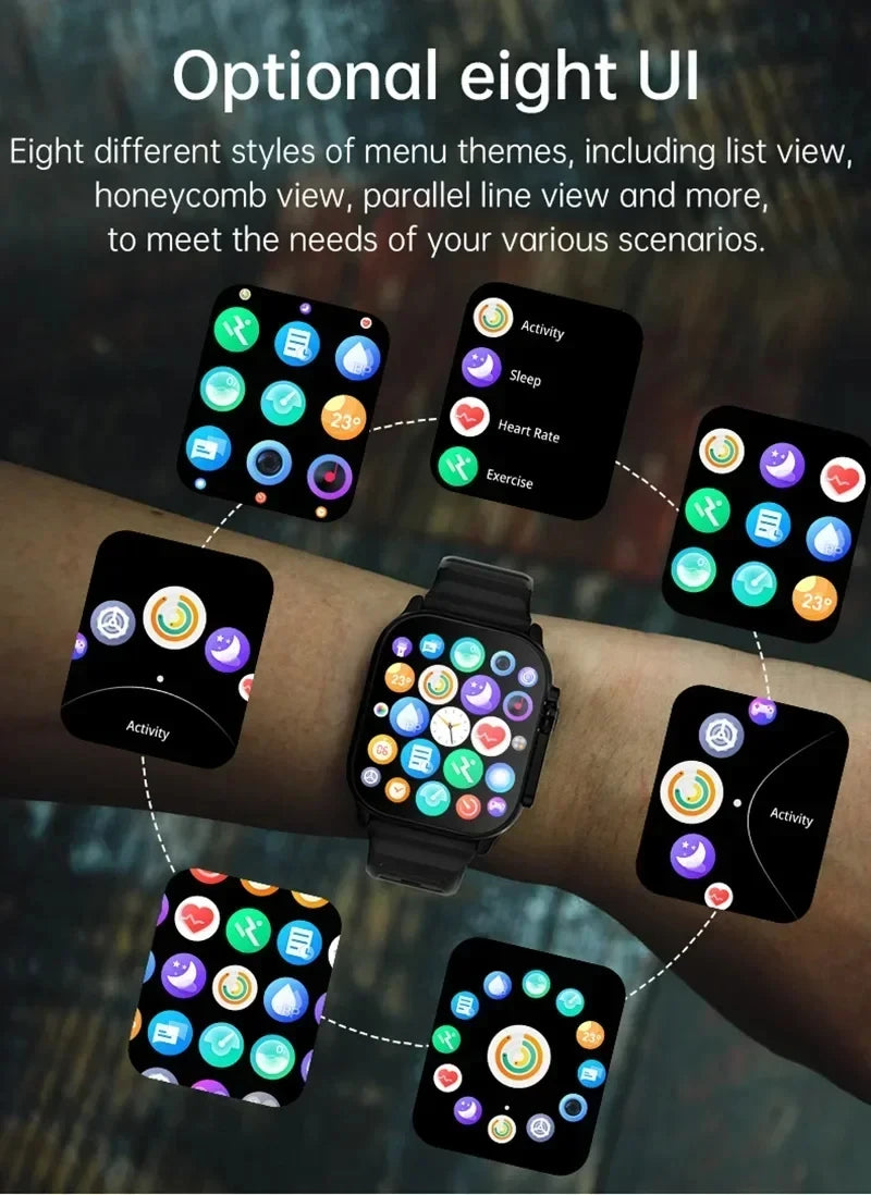 Relógio inteligente LAXASFIT T900Ultra Bluetooth Talk Smartwatch Alerta de mensagem Monitor de frequência cardíaca Relógio esportivo para Android IOS Homens Mulheres