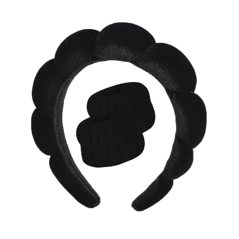 peças de pulseiras de microfibra da moda, scrunchies, faixa de cabeça fofa, faixa de cabeça de bolha para spa, lavagem do rosto, maquiagem, banho, cuidados com a pele