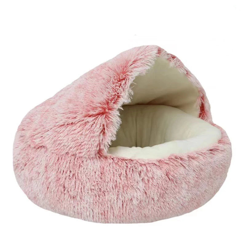 Cama macia de pelúcia para animais de estimação com capa, cama redonda para gatos, colchão para animais de estimação, ninho quente para dormir em cães pequenos e gatinhos