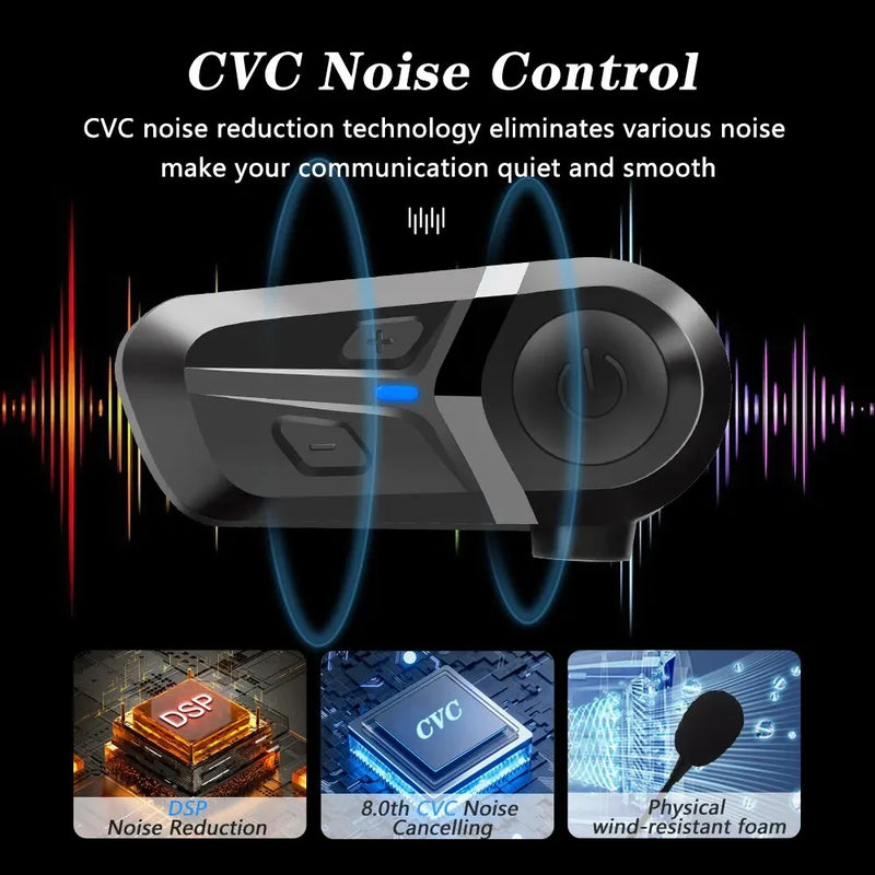Fone de ouvido para capacete de motocicleta Bluetooth 5.3 à prova d'água