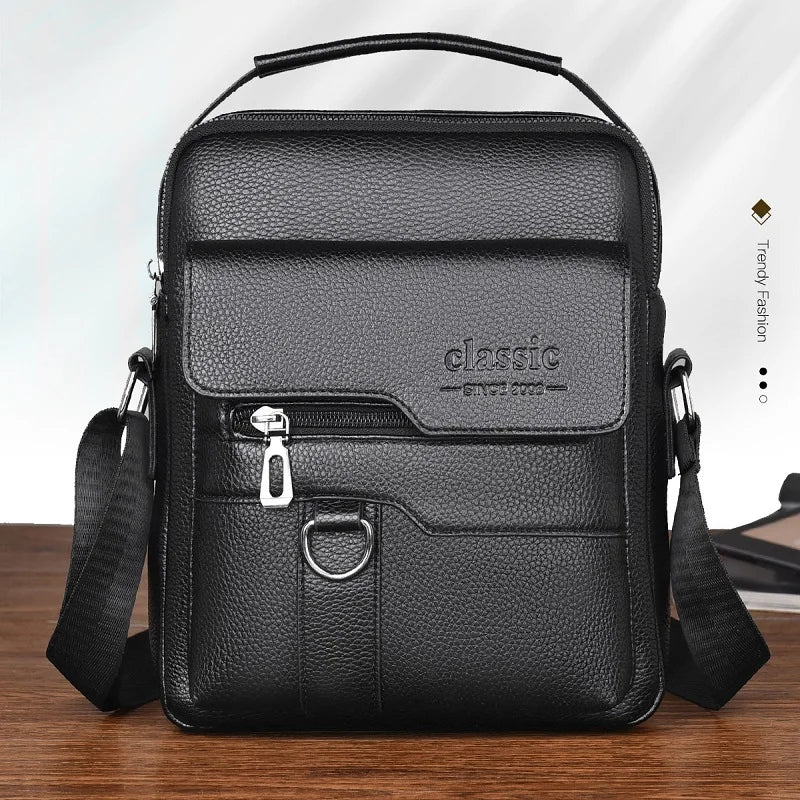 Bolsa transversal masculina de couro sintético, bolsa de ombro grande para viagem, bolsa de telefone para homens, pequena bolsa mensageiro
