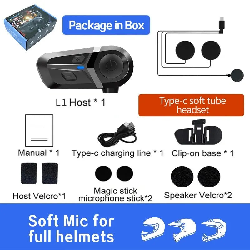 Fone de ouvido para capacete de motocicleta Bluetooth 5.3 à prova d'água