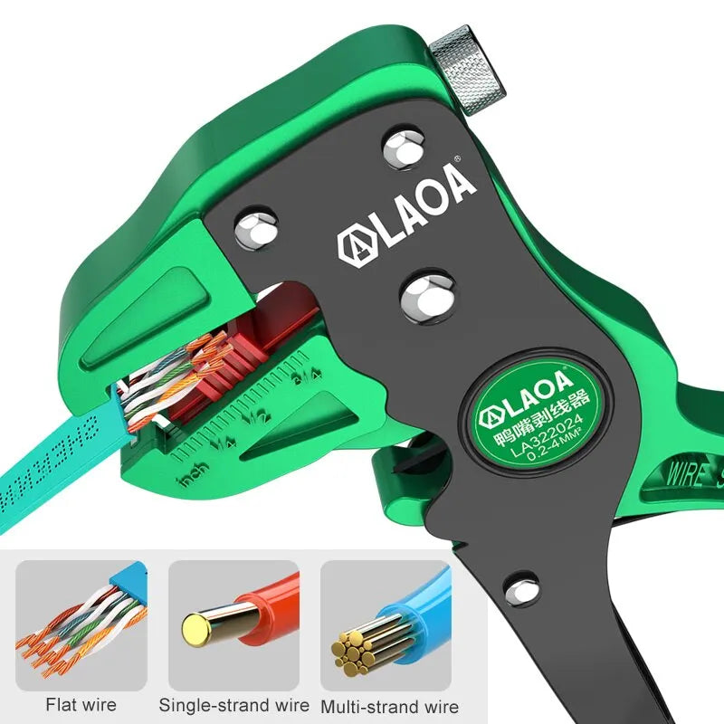 Alicate de corte automático de fios LAOA, alicate de decapagem de fios planos, faixa de 0,2 a 4 mm.