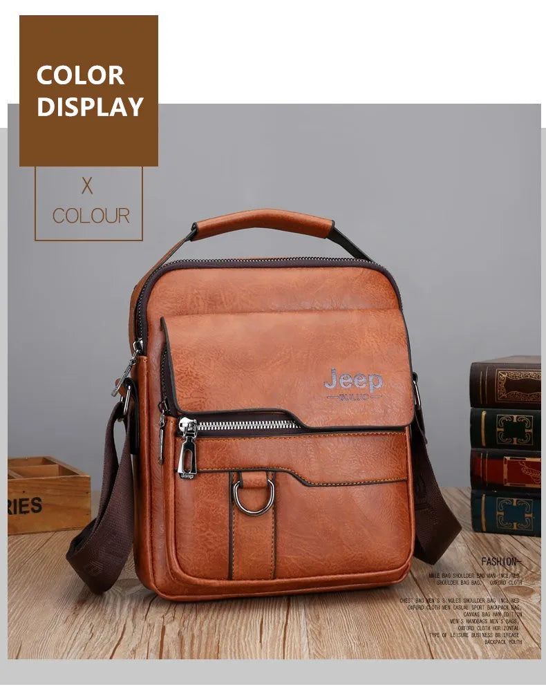 JEEP BULUO - Bolsas de mensageiro crossbody Bolsa de ombro casual de negócios Nova de couro de alta qualidade para homens Moda casual de negócios