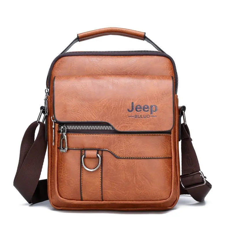 JEEP BULUO - Bolsas de mensageiro crossbody Bolsa de ombro casual de negócios Nova de couro de alta qualidade para homens Moda casual de negócios