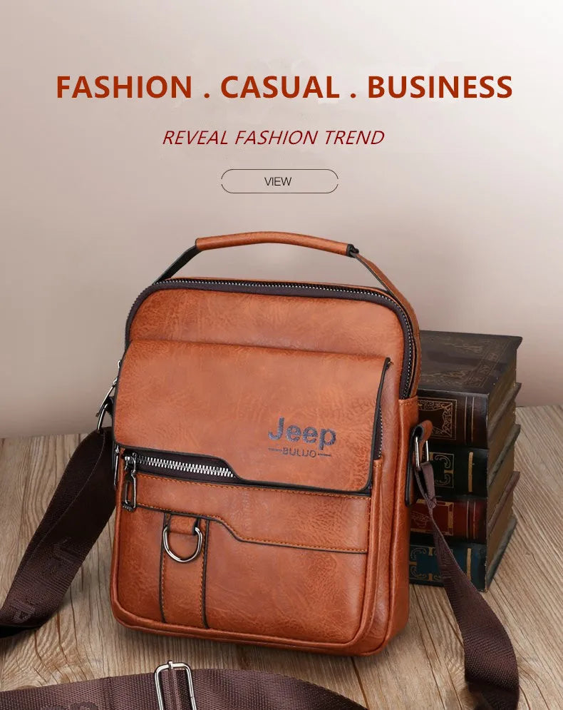 JEEP BULUO - Bolsas de mensageiro crossbody Bolsa de ombro casual de negócios Nova de couro de alta qualidade para homens Moda casual de negócios